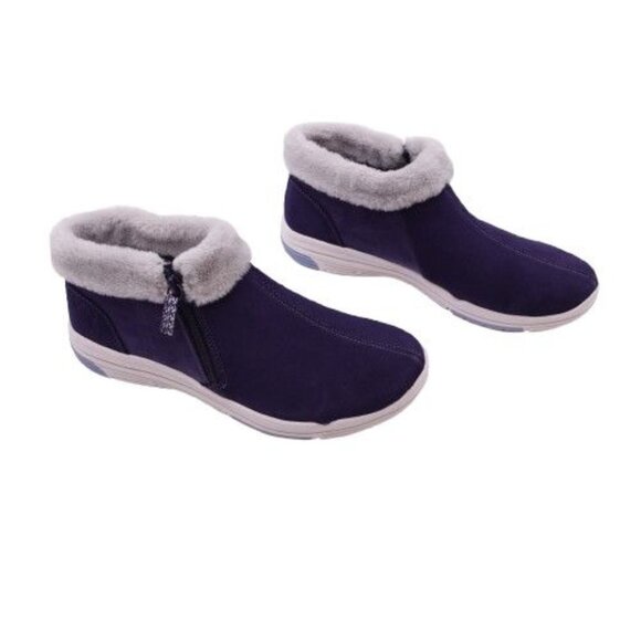 NEW Ryka Anchorage Mids Water-Repellent Suede Faux Fur Ankle Boots Size 11 Wide - Picture 1 of 9
